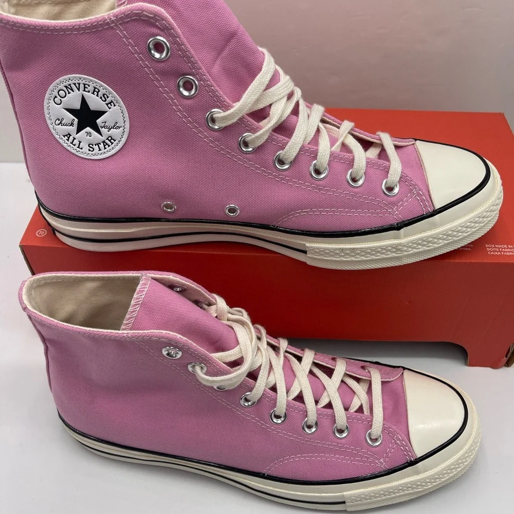 Converse Men’s A03795C CHUCK 70 HI AMBER PINK/EGRET/BLACK Pink High-Top Sneakers